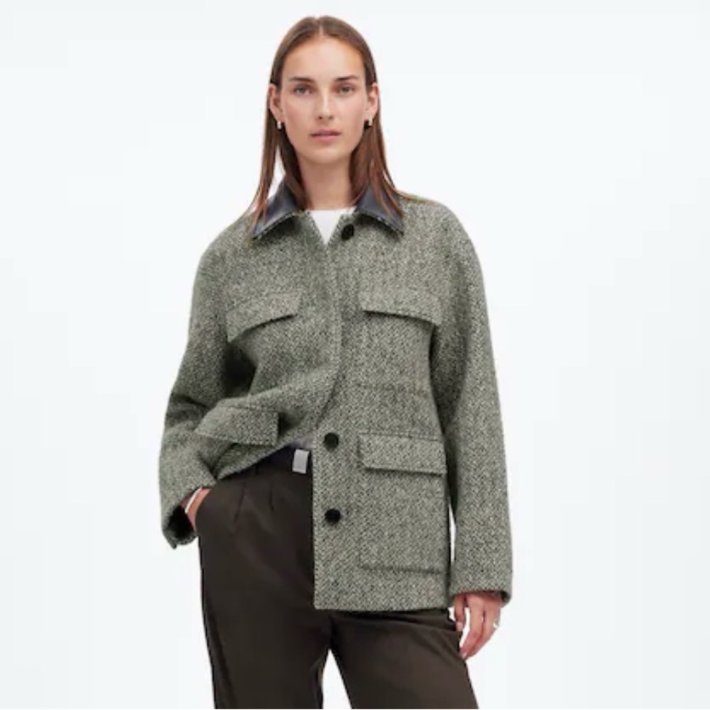 Madewell Leather Collar Flap-Pocket Field Jacket